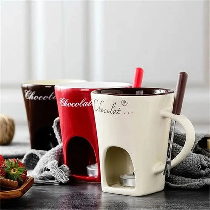 Fondue Mug Set Personal Mini Fondue Pots Chocolate Cheese Ice Cream Fondue Maker