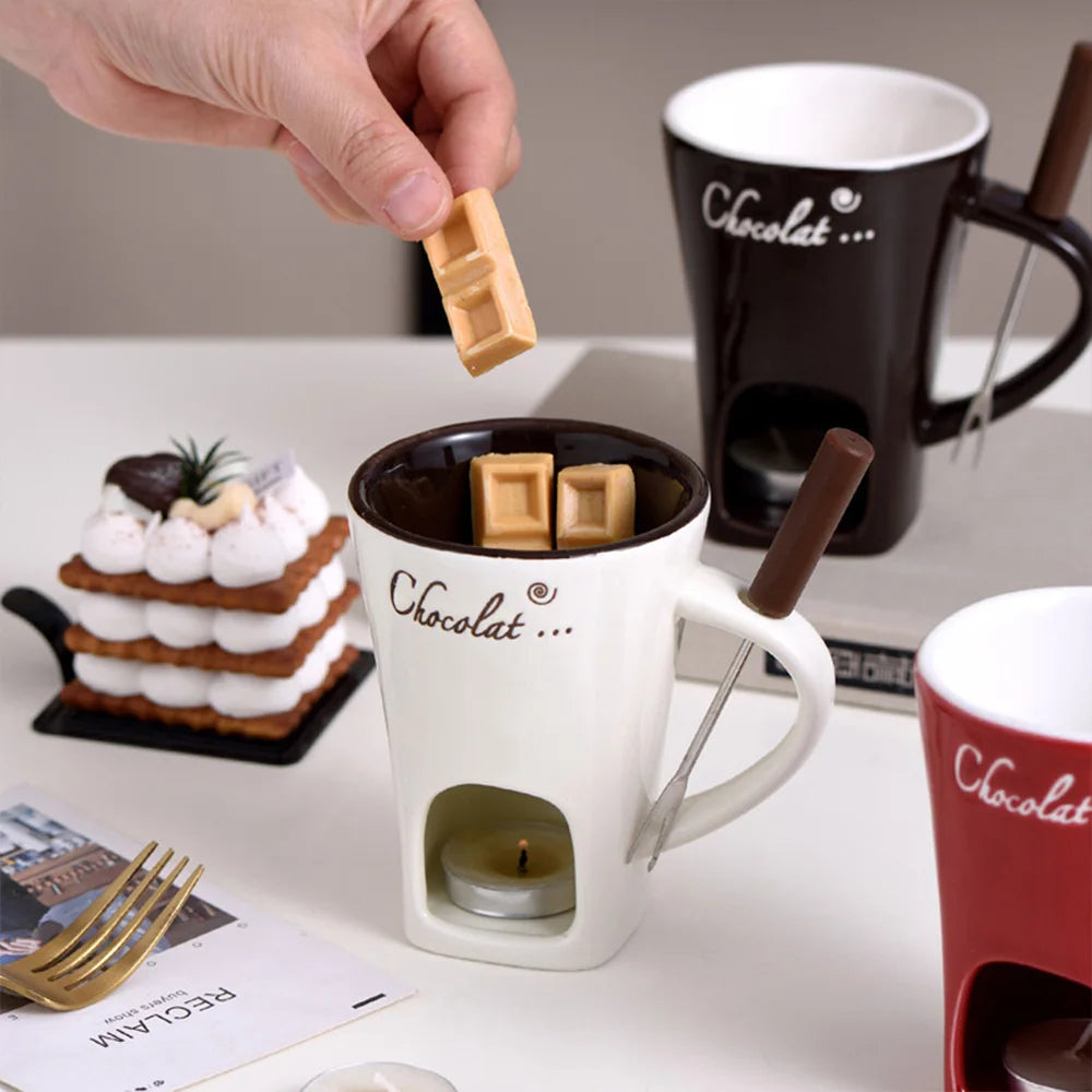 Fondue Mug Set Personal Mini Fondue Pots Chocolate Cheese Ice Cream Fondue Maker