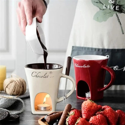 Fondue Mug Set Personal Mini Fondue Pots Chocolate Cheese Ice Cream Fondue Maker