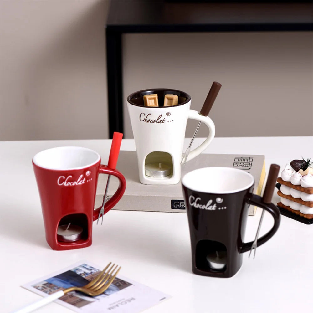 Fondue Mug Set Personal Mini Fondue Pots Chocolate Cheese Ice Cream Fondue Maker